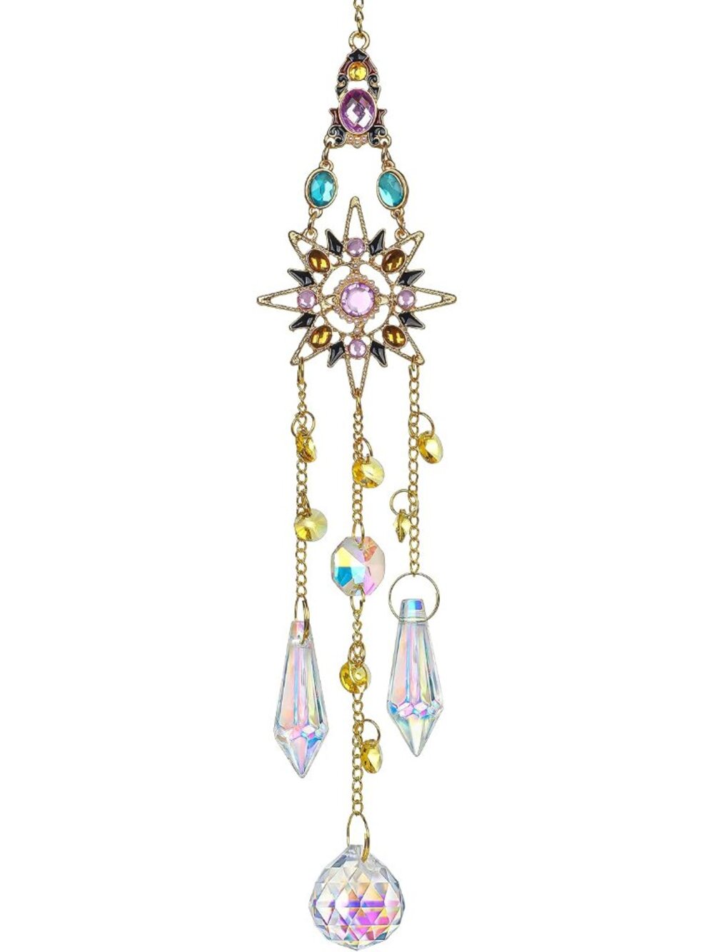 Crystal Icicle Prism Suncatcher Rhinestone Rainbow Maker Hanging Decor